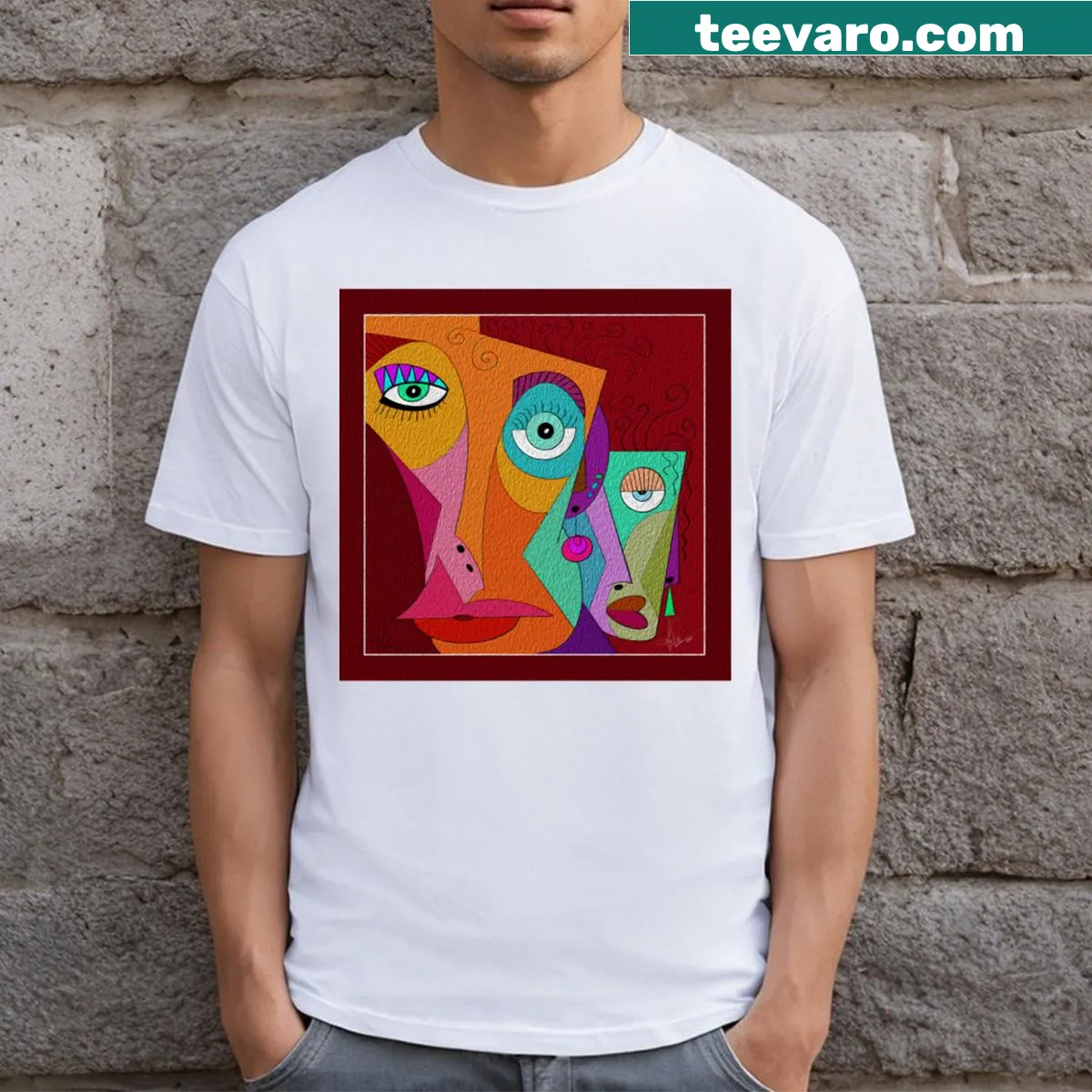 Minimalist T-shirt with abstract graphic about social identity — on a men's t-shirt