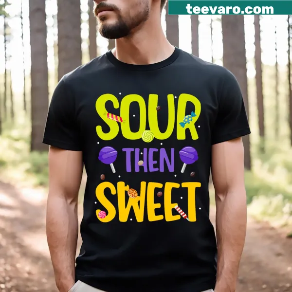 Cute T-shirt with candy patch design featuring sweets