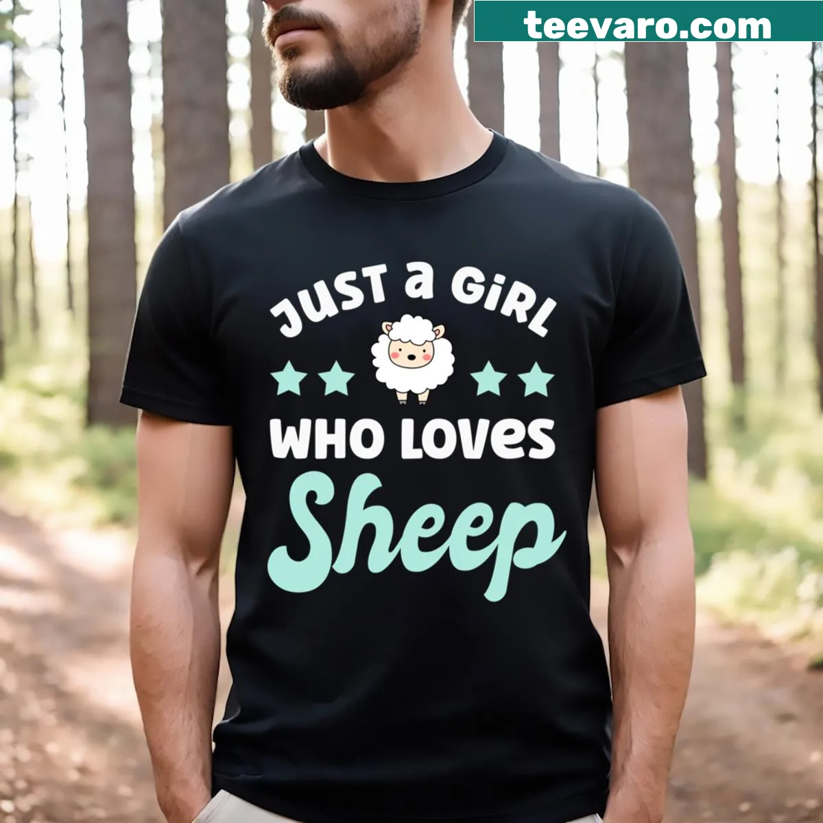 T-shirt featuring an illustration of cute sheep for girls — on a men's t-shirt