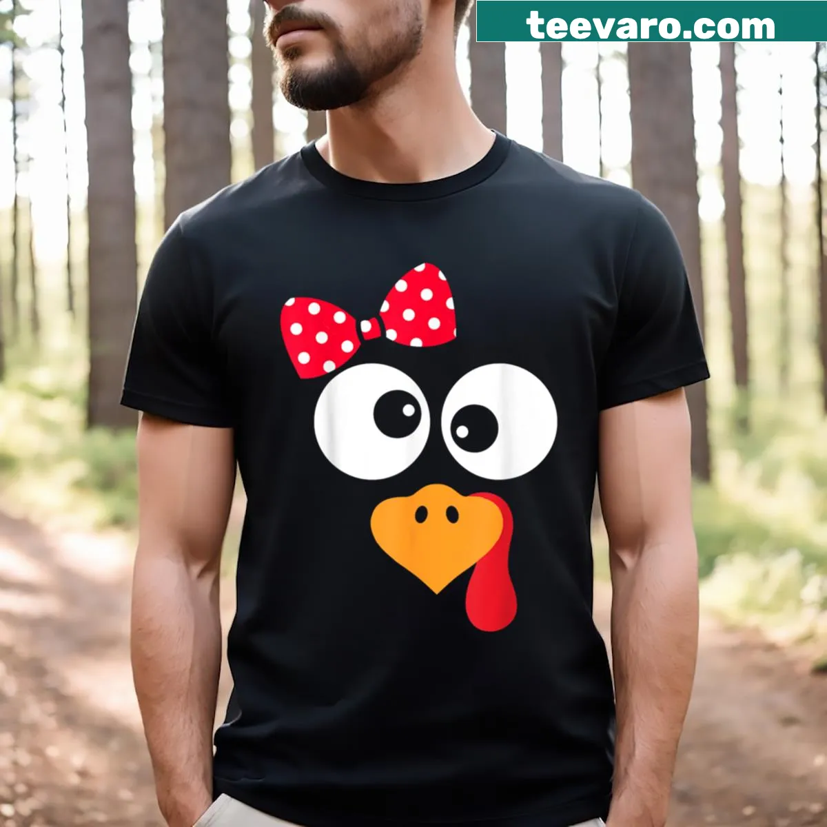 Funny turkey face illustration on Thanksgiving T-shirt — on a men's t-shirt