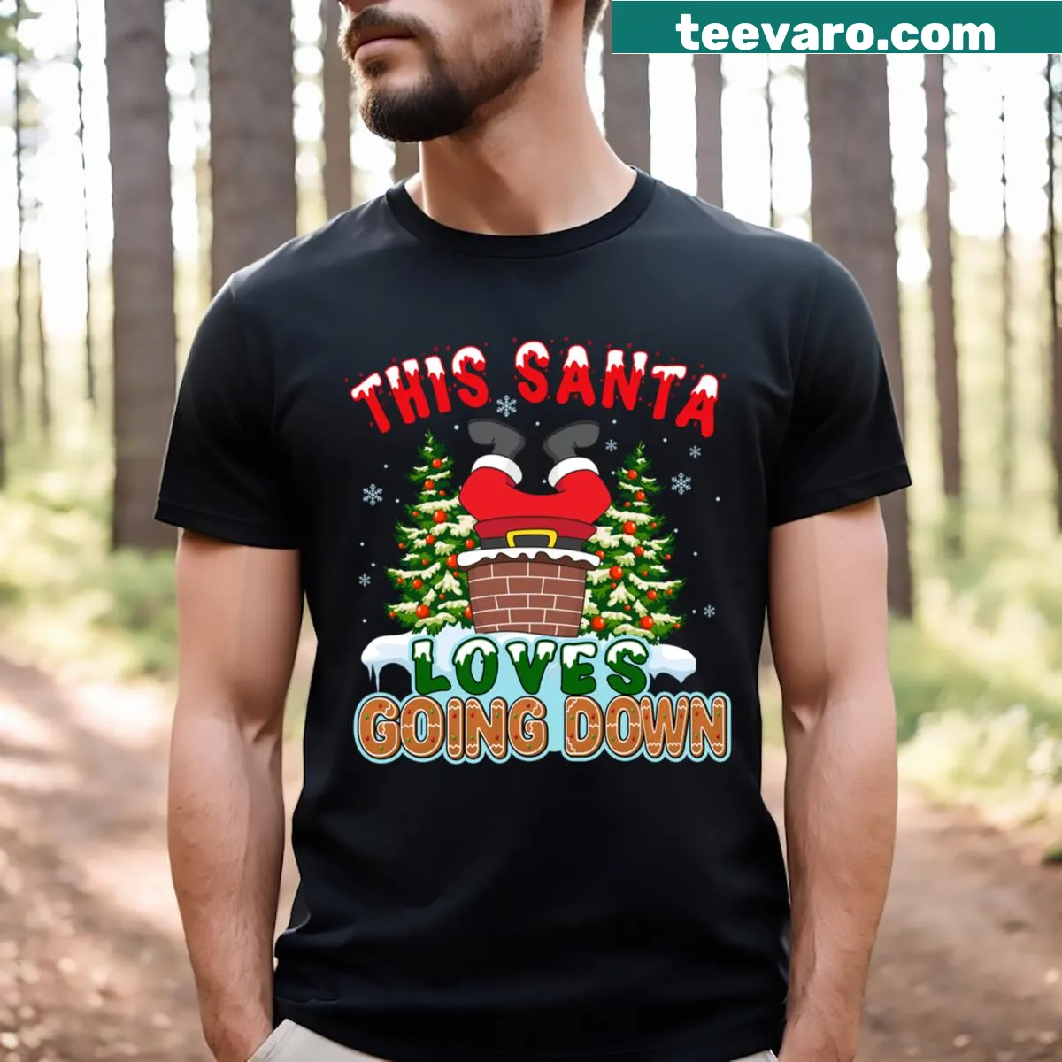 Funny Christmas t-shirt with Santa graphic and humorous text — on a men's t-shirt