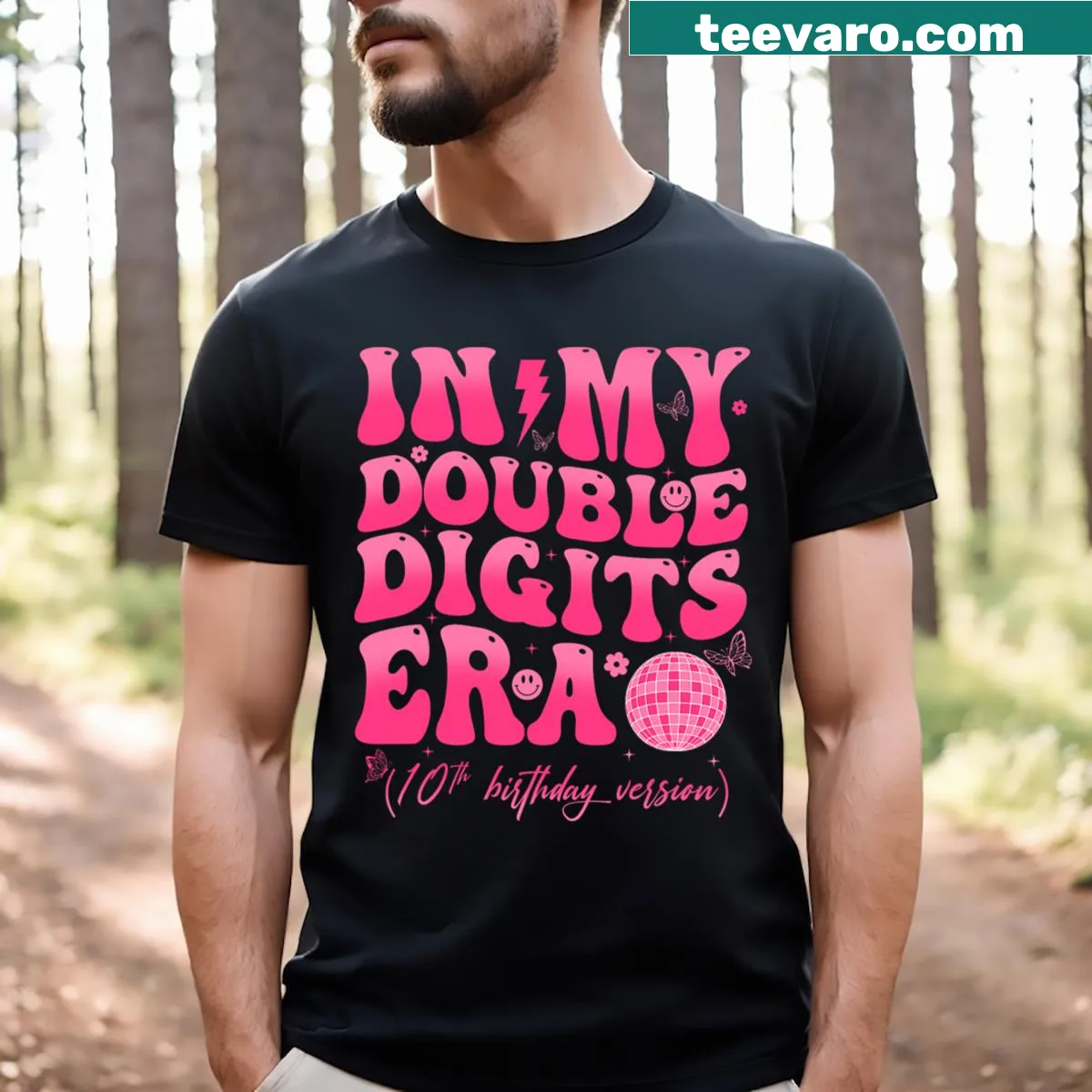 Birthday t-shirt for a 10-year-old girl with fun text — on a men's t-shirt