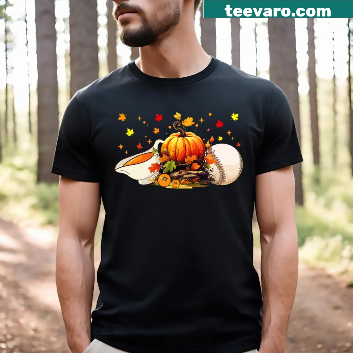 Turkey with baseball cap and bat illustration — on a men's t-shirt