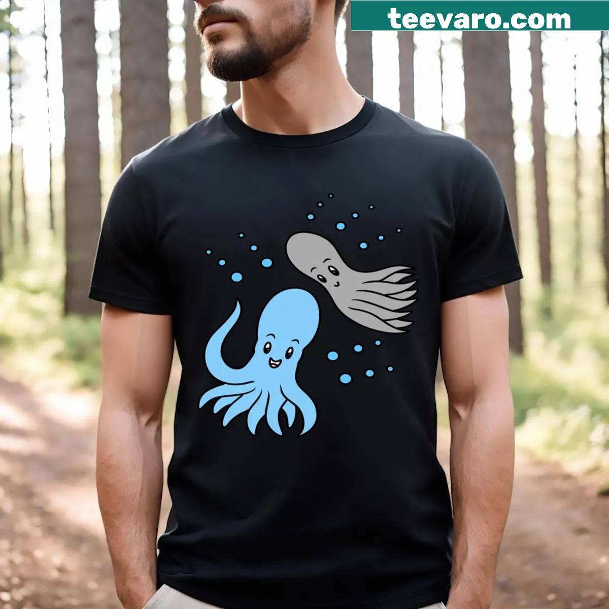 Cute cartoon octopus t-shirt design — on a men's t-shirt