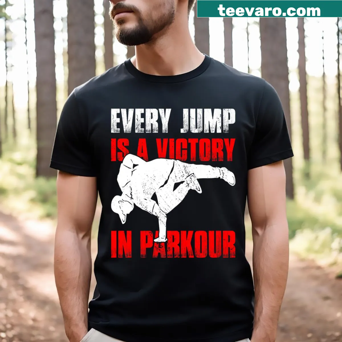 Motivational 'Every Jump Is A Victory' t-shirt — on a men's t-shirt