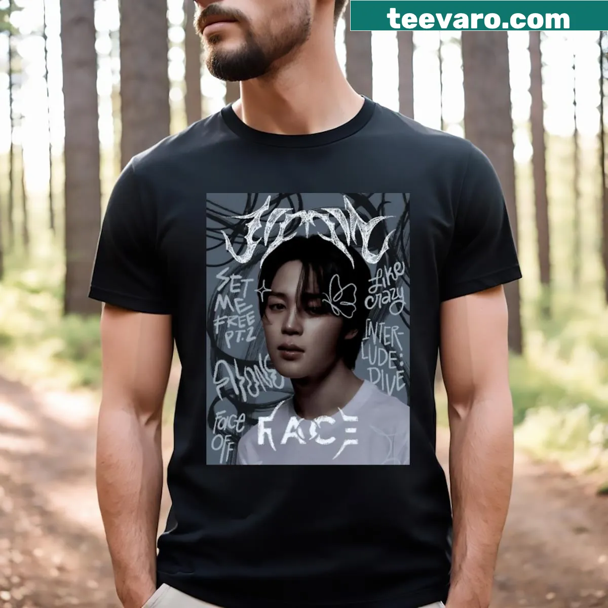 Retro style T-shirt featuring a bold illustration of a vinyl record — on a men's t-shirt