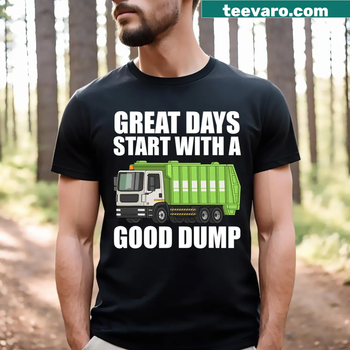 Cartoon graphic of a garbage truck for toddler boys on T-shirt — on a men's t-shirt