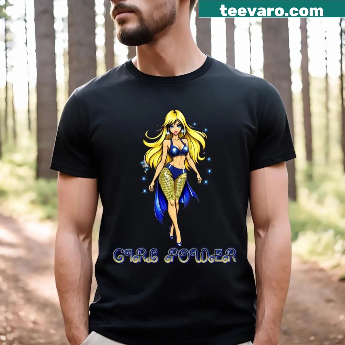 Empowerment t-shirt featuring strong girl power typography — on a men's t-shirt