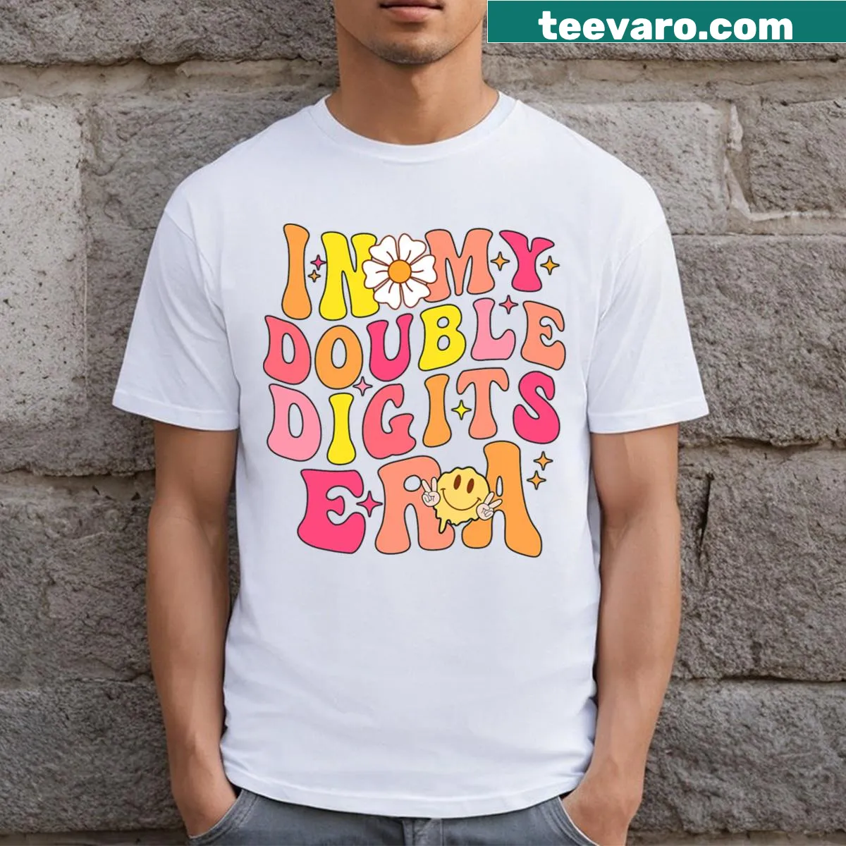 Groovy 10th birthday girl tee with fun typography — on a men's t-shirt