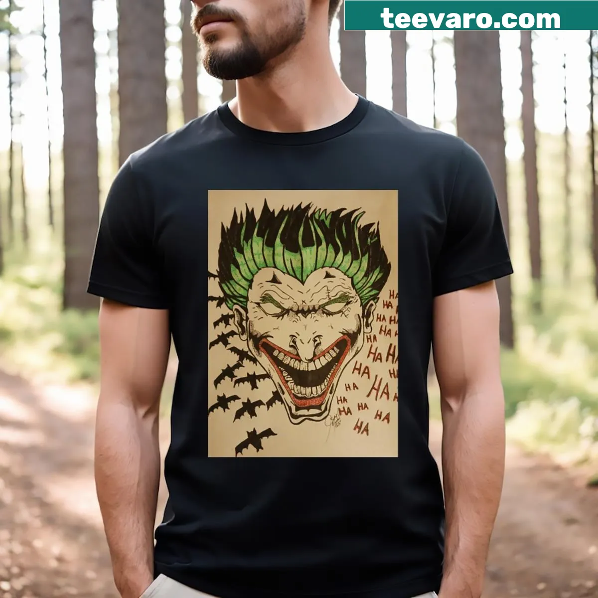 Graphic tee featuring the Joker character. — on a men's t-shirt