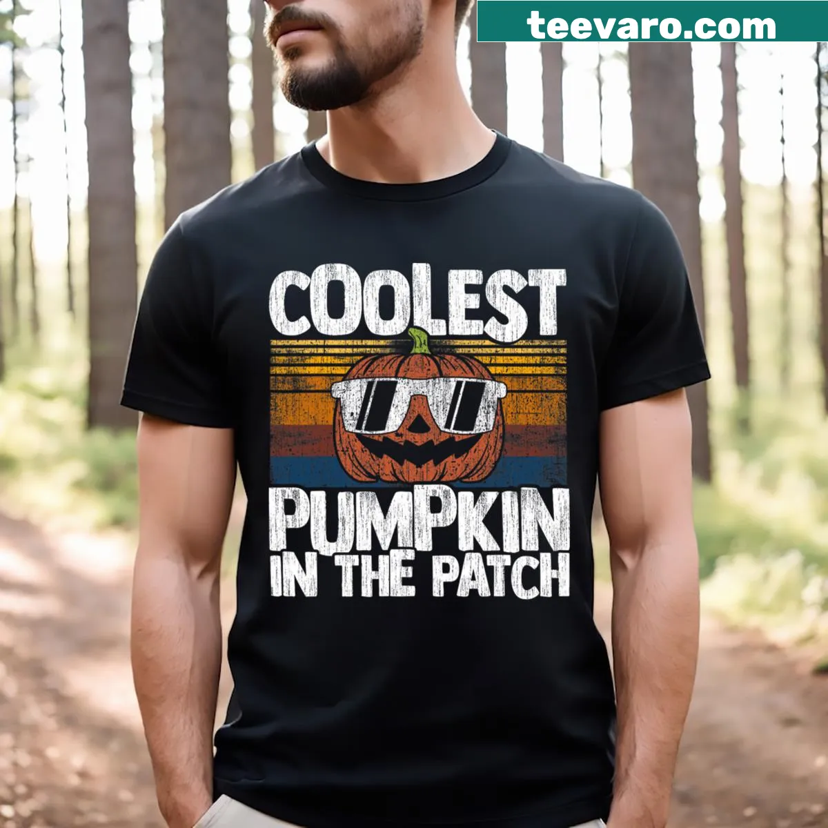 Kids tee featuring a cool pumpkin graphic for Halloween. — on a men's t-shirt