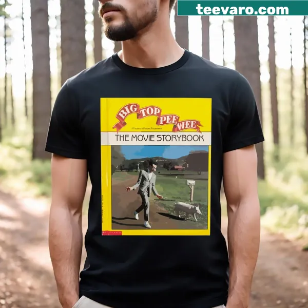 T-shirt featuring a storybook graphic of Pee Wee Herman