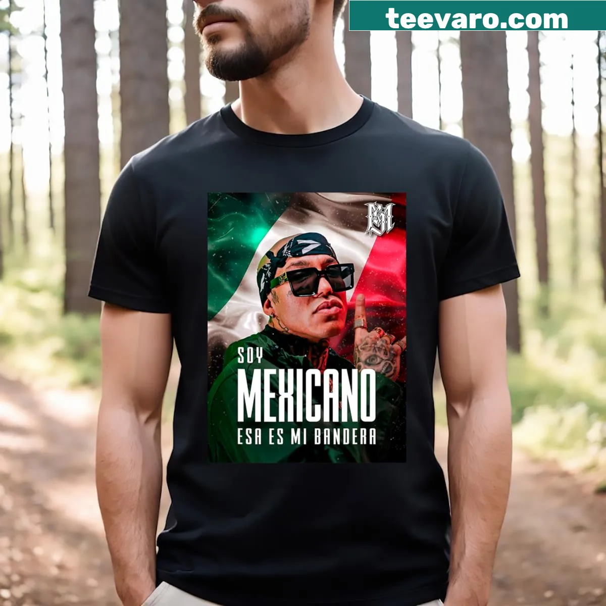Patriotic design with a phrase about Mexican heritage on a t-shirt — on a men's t-shirt