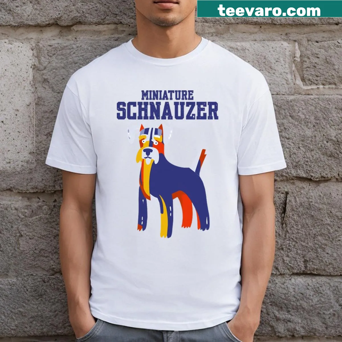 Schnauzer Harmony T-shirt featuring an adorable illustration — on a men's t-shirt