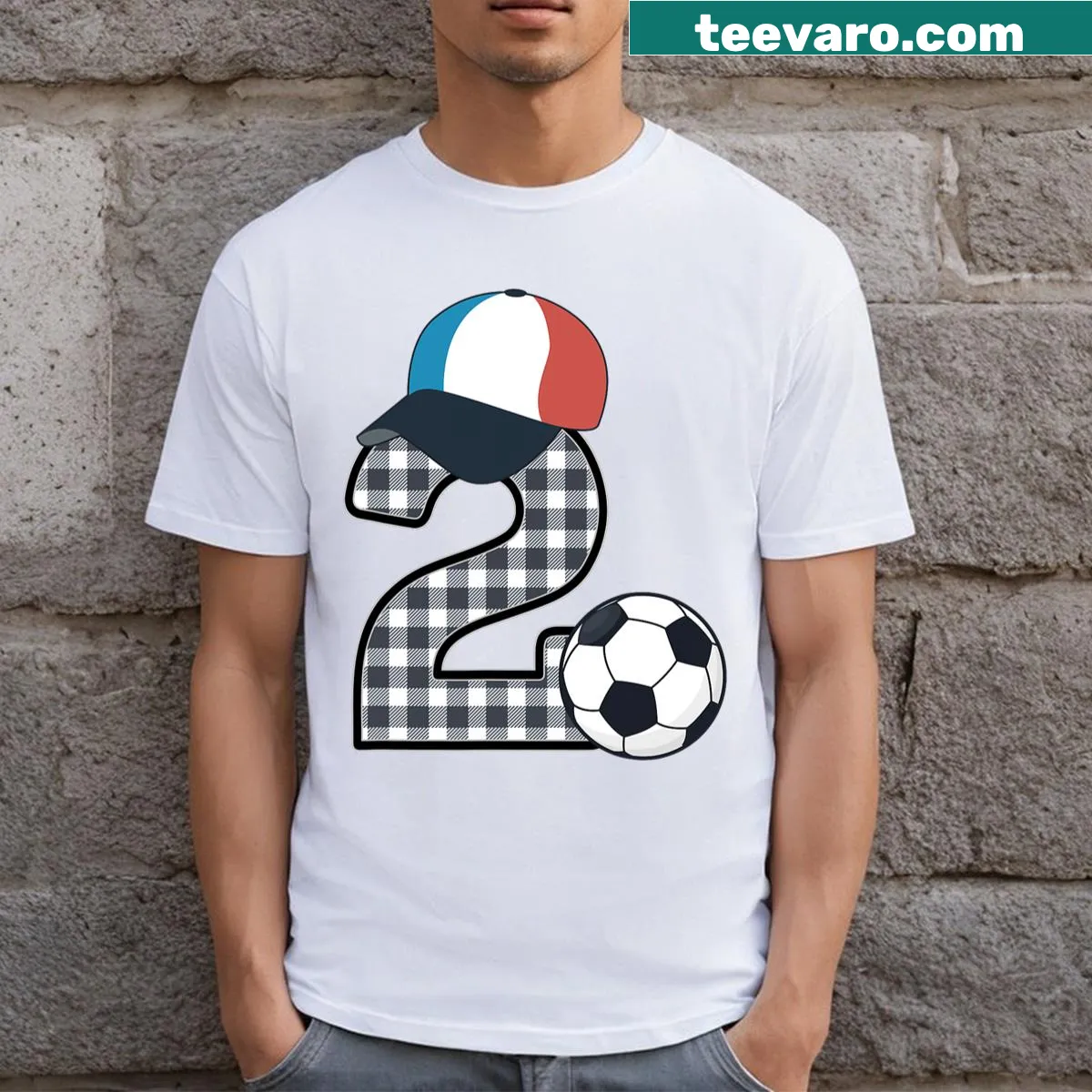 Soccer Birthday Party T-shirt for 2-year-olds — on a men's t-shirt