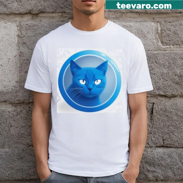 Cartoon Blue Tabby Cat T-shirt design in circle