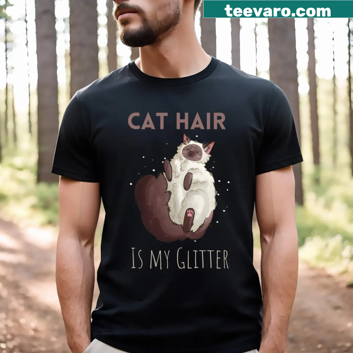 Funny cat hair graphic t-shirt for cat lovers — on a men's t-shirt
