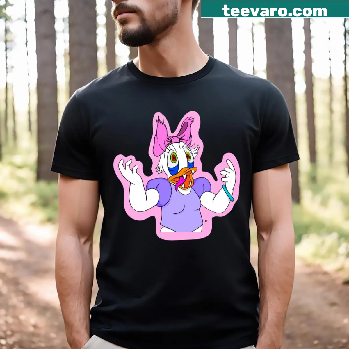 Edgy T-shirt featuring a crazy daisy design — on a men's t-shirt