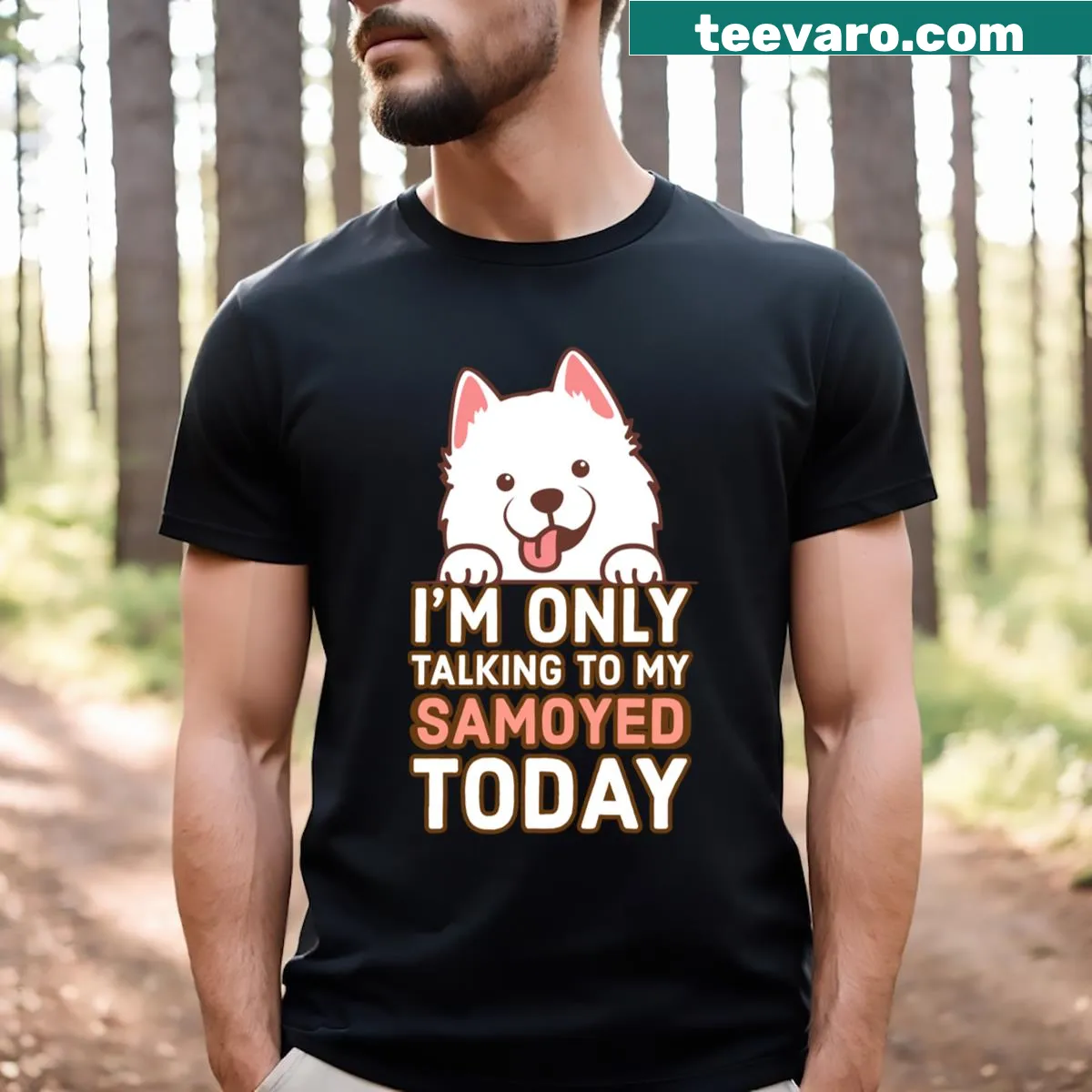 Humorous T-shirt for dog lovers about talking to dogs — on a men's t-shirt