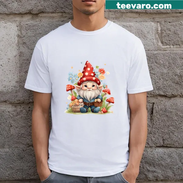 Cute gnome illustration celebrating Christmas on a T-shirt