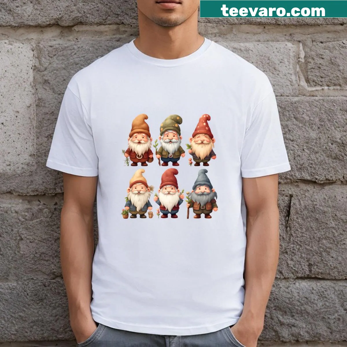 Charming Christmas gnome illustration on a T-shirt — on a men's t-shirt