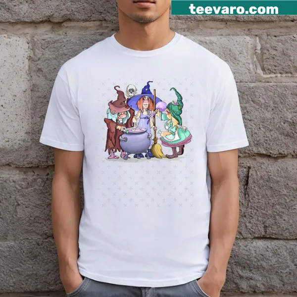 Nostalgic witchcraft themed t-shirt with the phrase "Double Double Toil And Trouble"