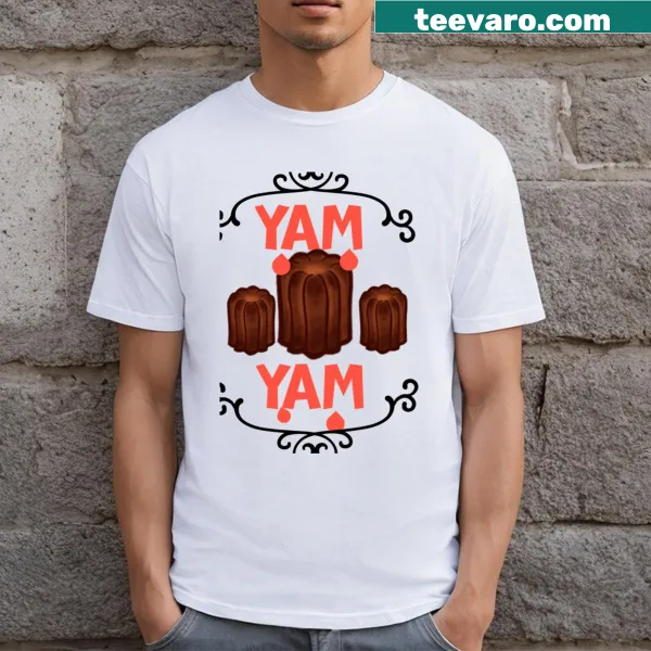 Humorous canele pastry graphic on T-shirt