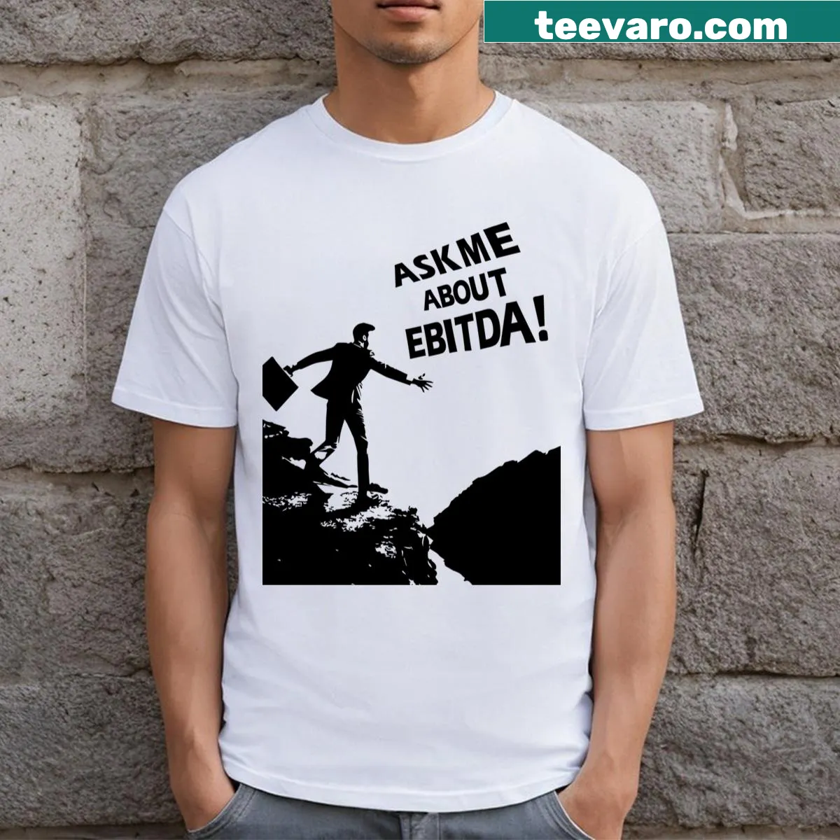T-shirt featuring a humorous graduation saying for finance students — on a men's t-shirt