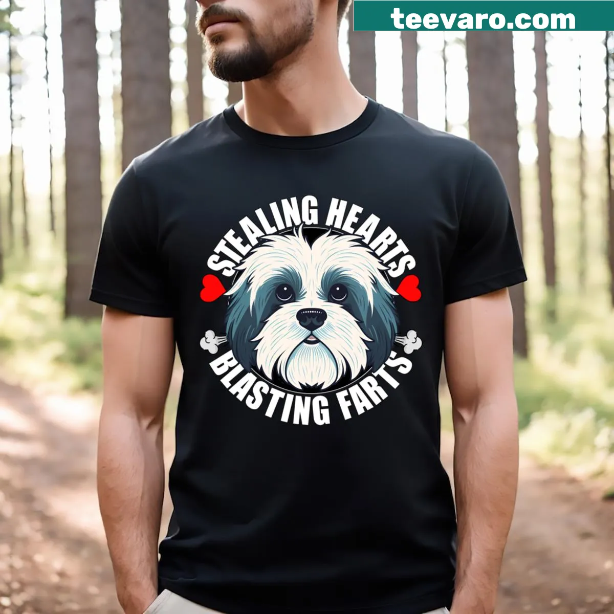 Funny t-shirt featuring a cute Havanese dog illustration — on a men's t-shirt