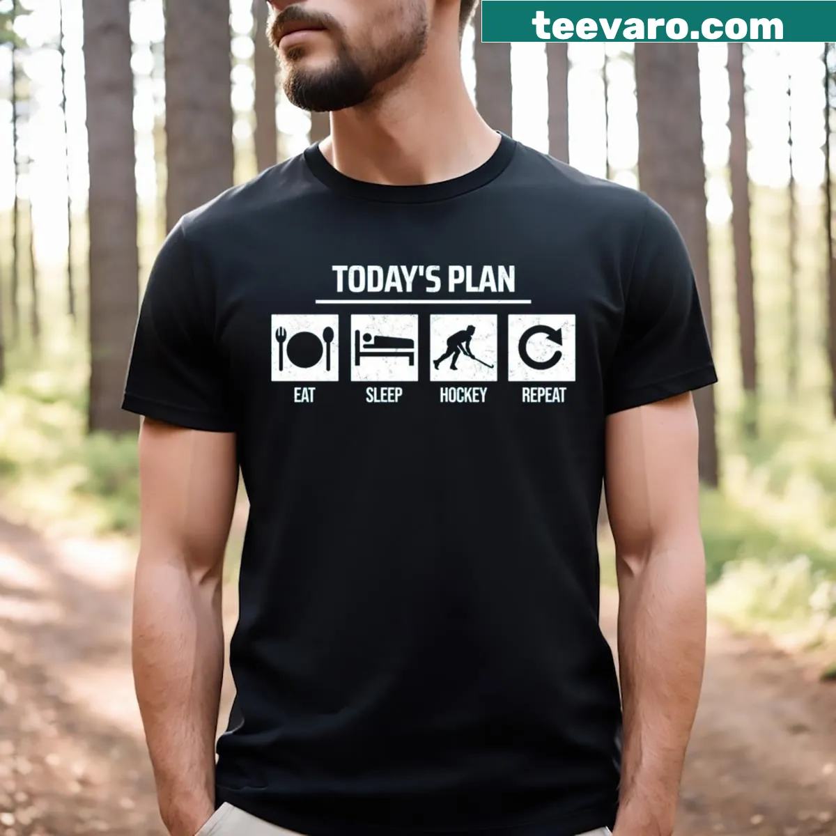 Funny hockey-themed t-shirt featuring playful typography — on a men's t-shirt