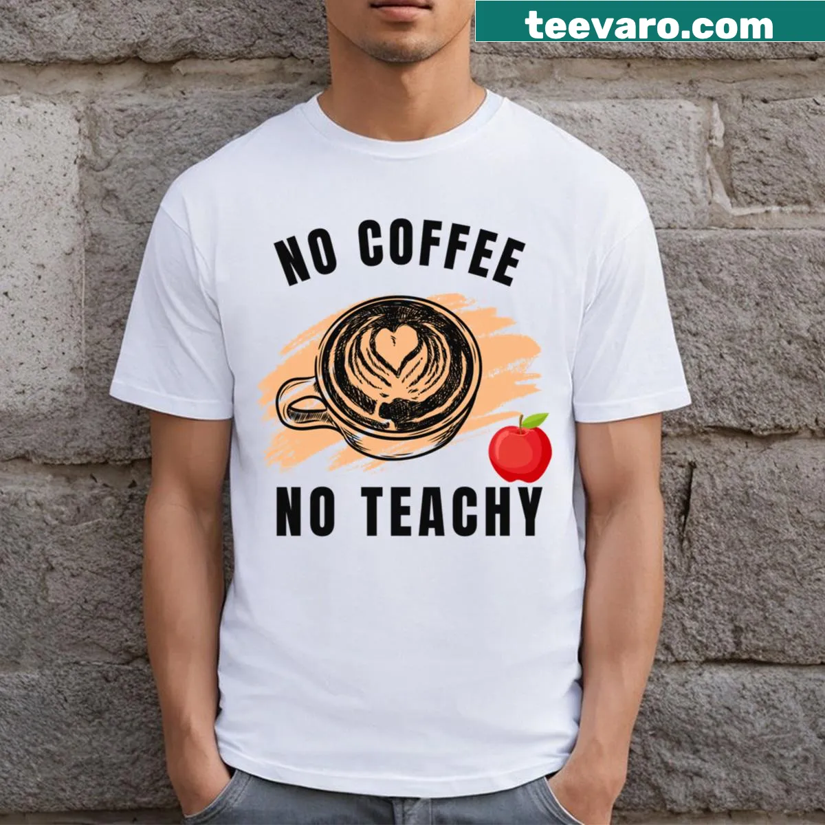 Funny teacher T-shirt with a coffee quote — on a men's t-shirt