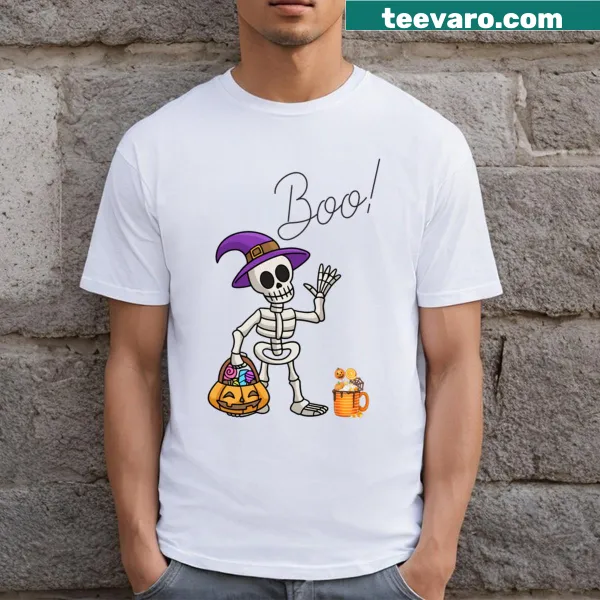 Humorous skeleton graphic t-shirt with quirky design