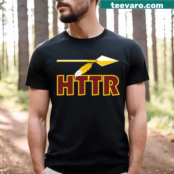 Minimalist typography design with a gold arrow on a T-shirt