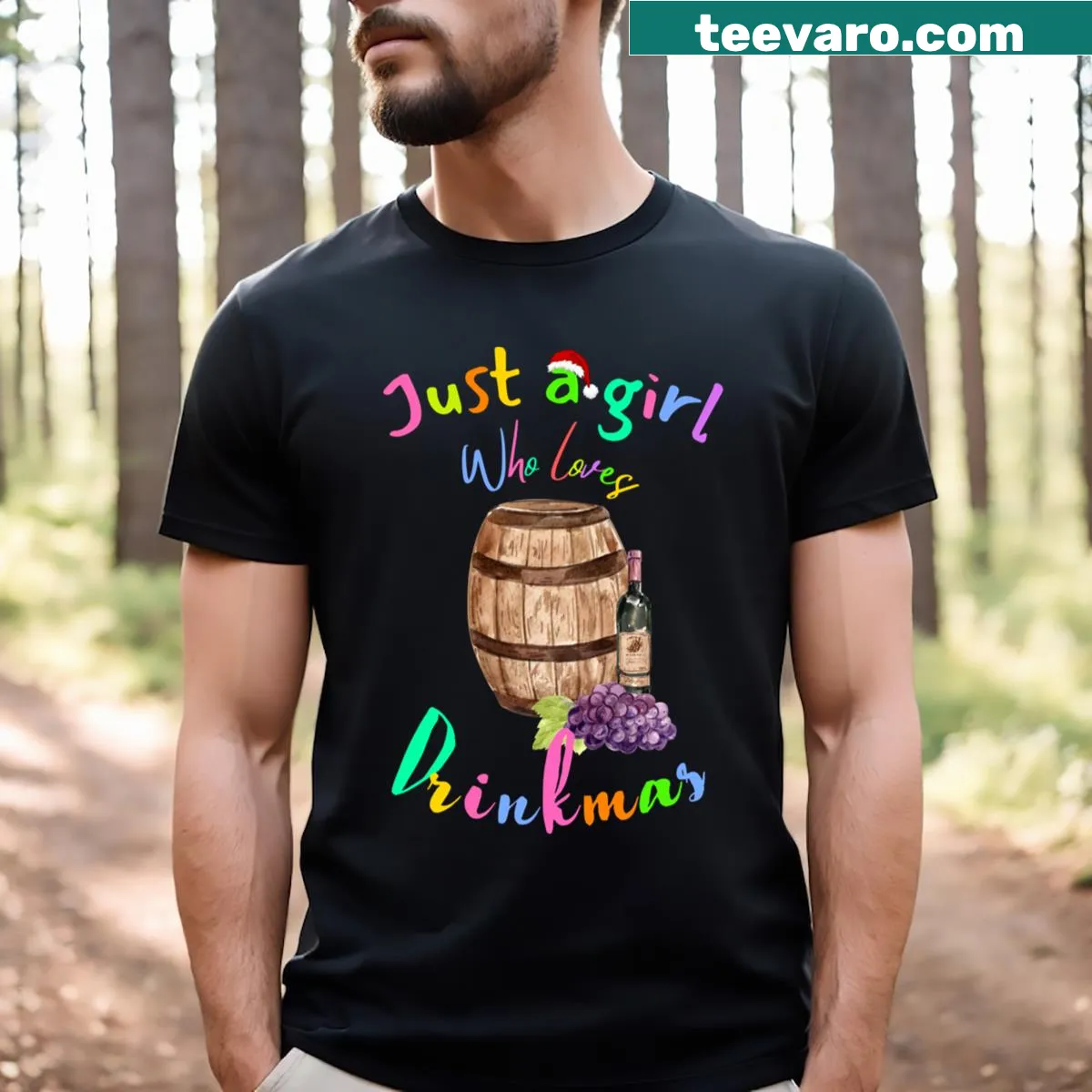 Funny wine-themed t-shirt with playful text about loving wine — on a men's t-shirt