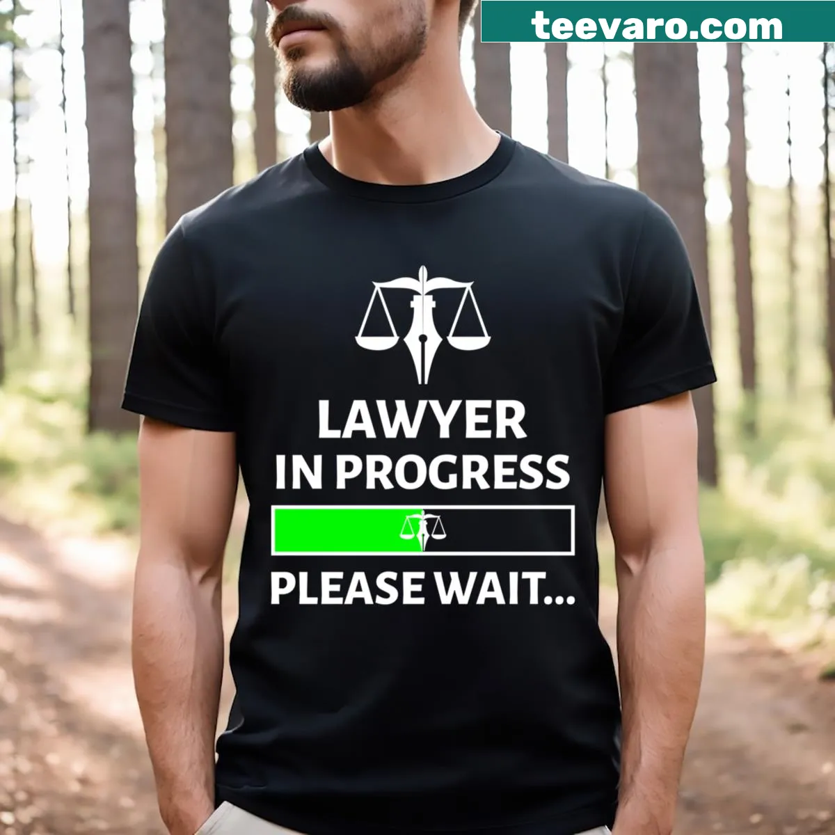 Funny lawyer in progress t-shirt for women in law school — on a men's t-shirt