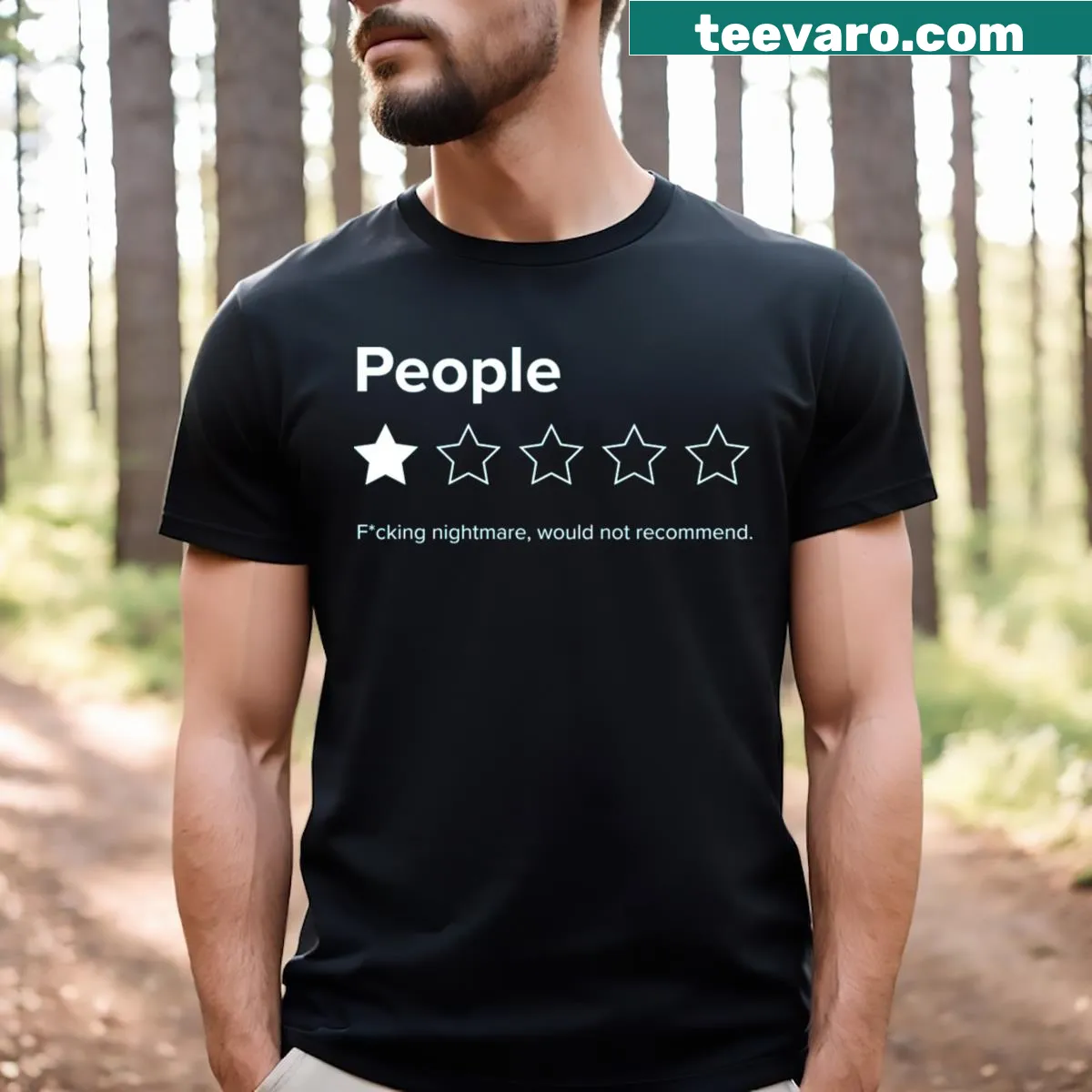 Sarcastic review T-shirt with text saying 'Would Not Recommend' — on a men's t-shirt
