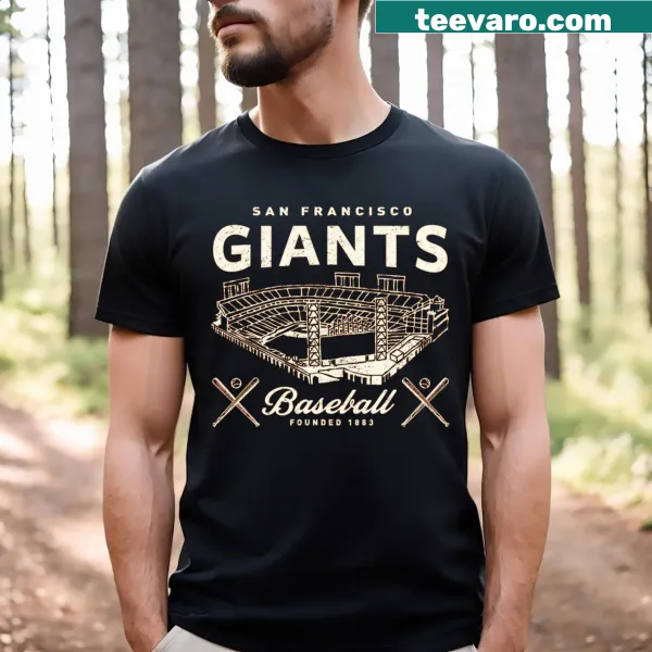 Charming T-shirt featuring San Francisco Giants stadium and logo