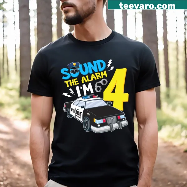 Funny birthday t-shirt for toddlers with police theme