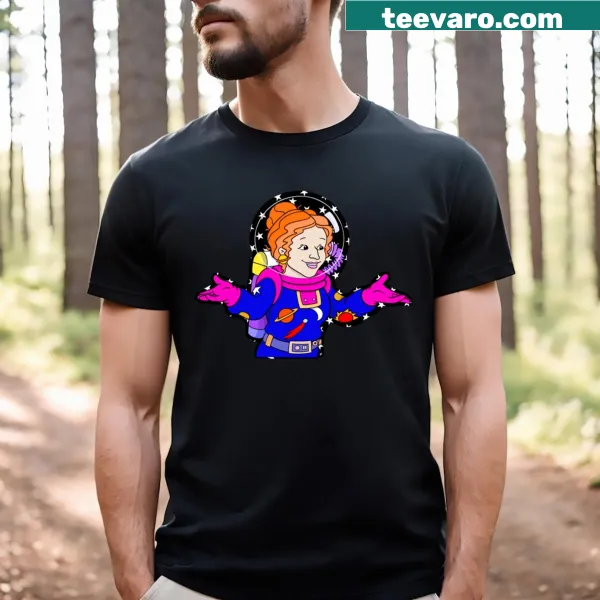 Illustrated t-shirt inspired by Mrs. Frizzle in space
