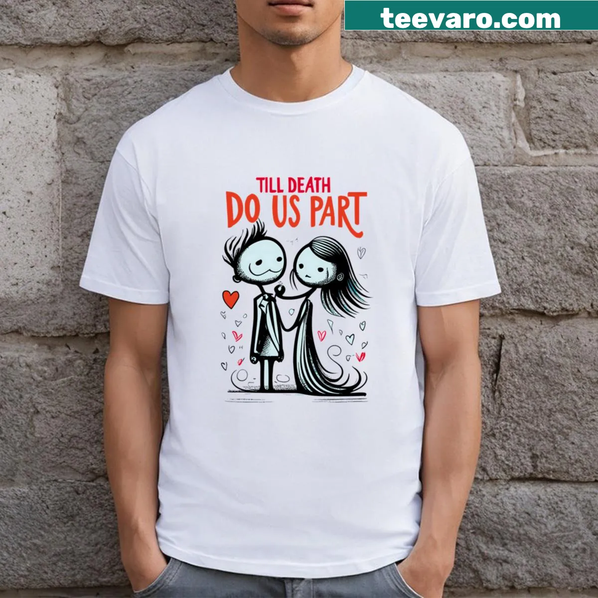 Till Death Do Us Part text on a T-shirt — on a men's t-shirt