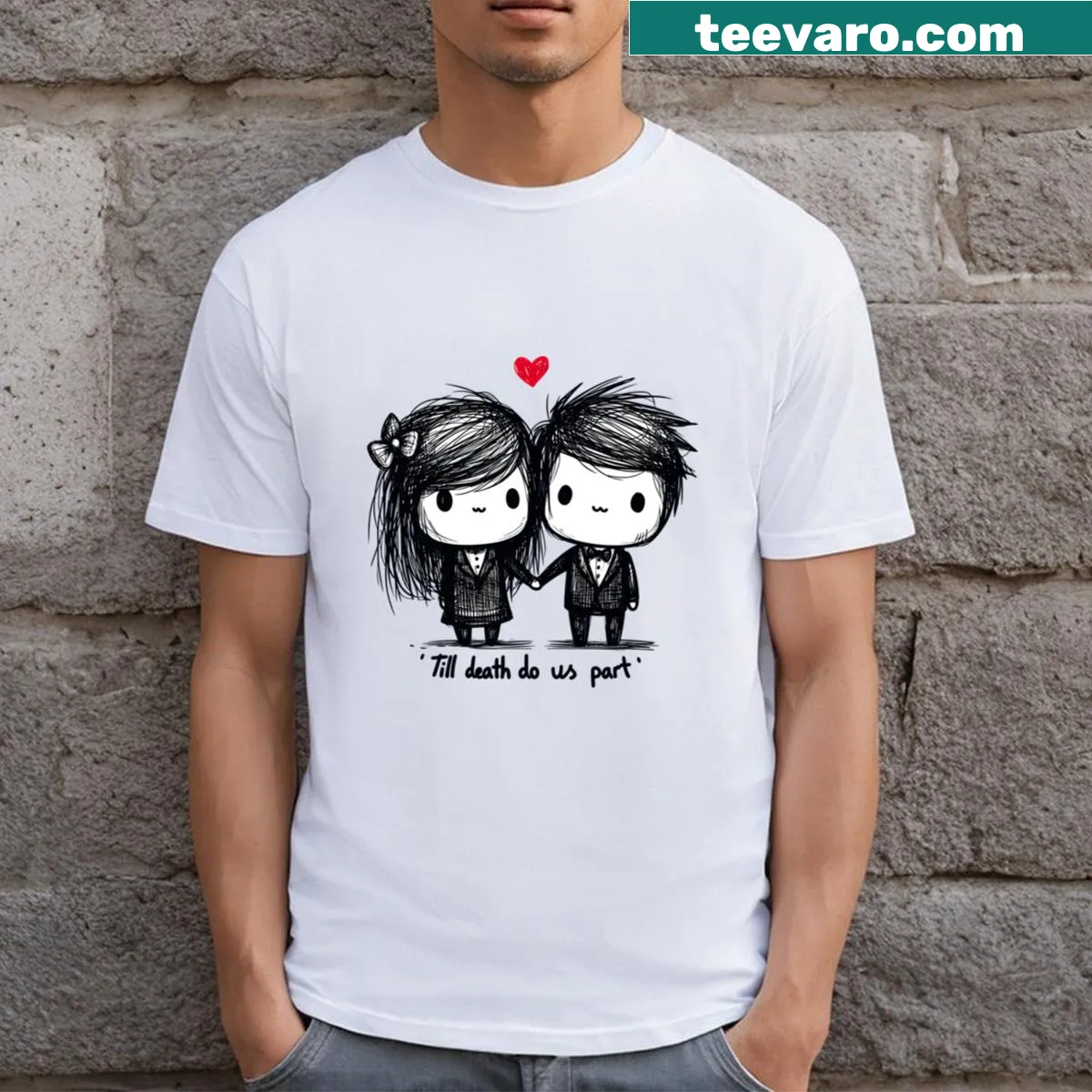 Till Death Do Us Part text on a T-shirt — on a men's t-shirt