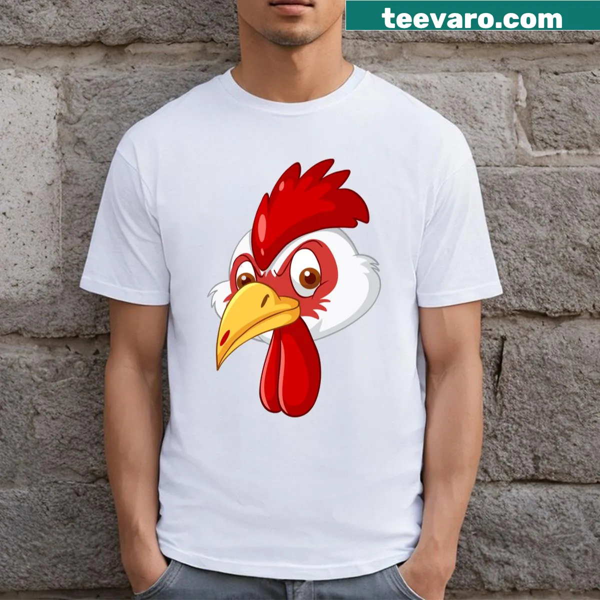Funny Thanksgiving t-shirt with a cartoon turkey face and crazy eyes — on a men's t-shirt