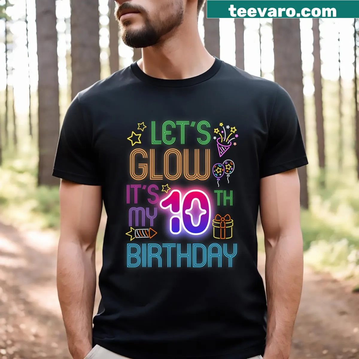 Funny birthday t-shirt for 10-year-old with playful design — on a men's t-shirt
