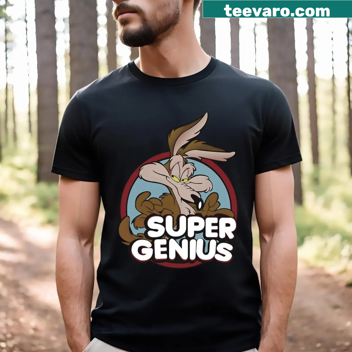 Playful coyote illustration on a t-shirt — on a men's t-shirt