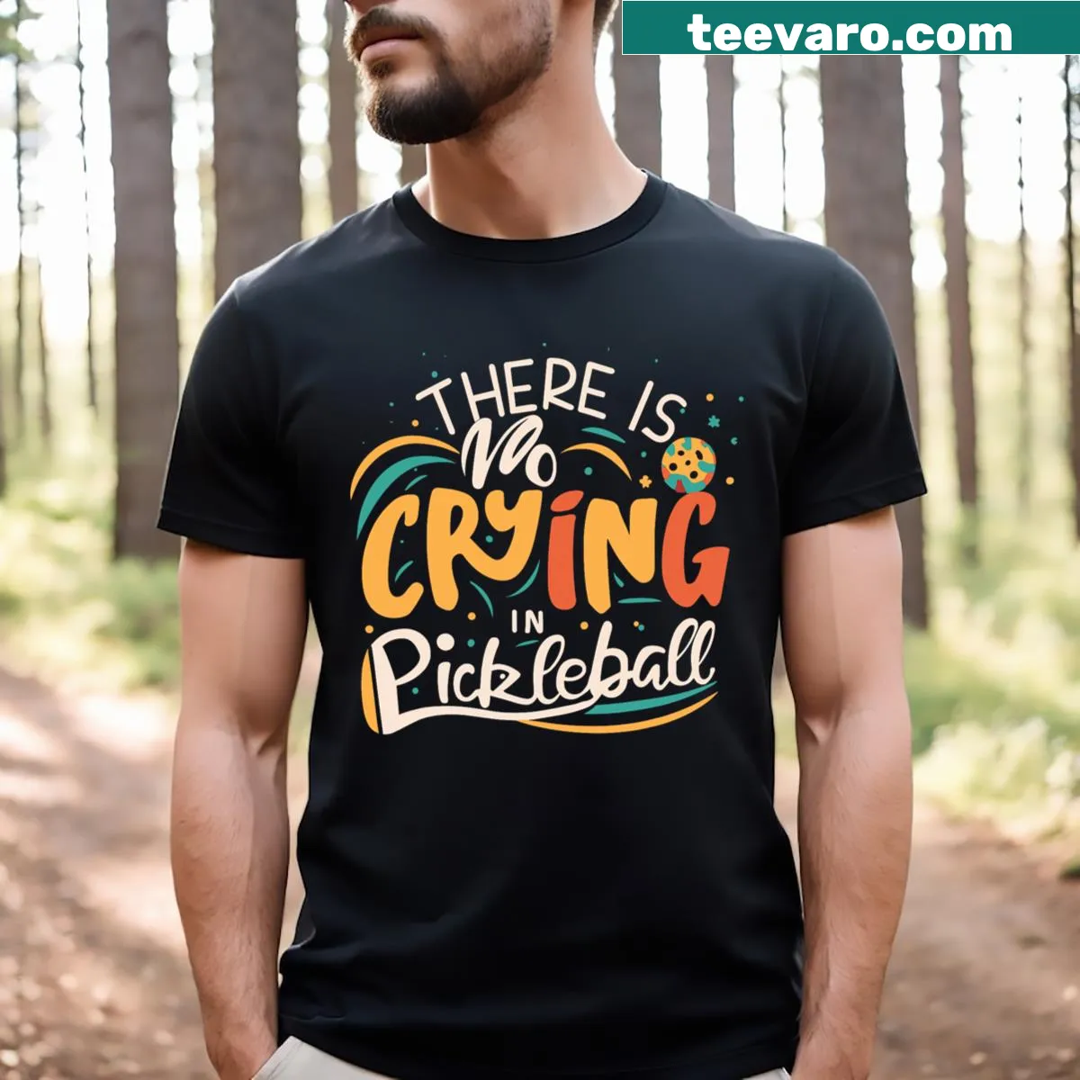 Witty typography on a T-shirt about pickleball with a humorous message — on a men's t-shirt