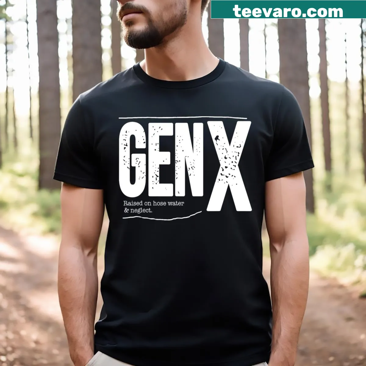 Gen X T-shirt with humorous slogan about childhood upbringing — on a men's t-shirt
