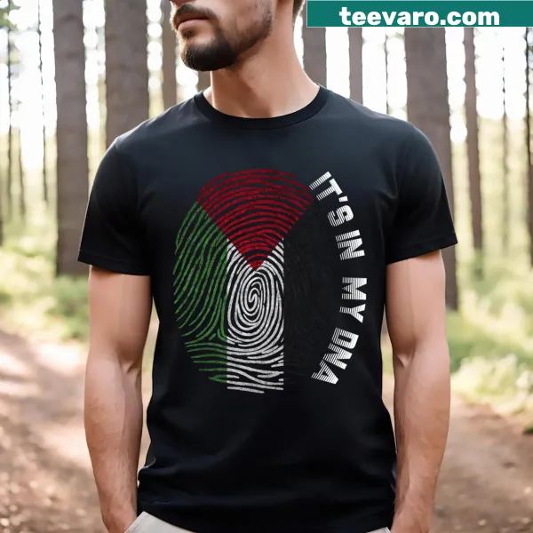 Funny t-shirt with Palestine DNA phrase emphasizing heritage