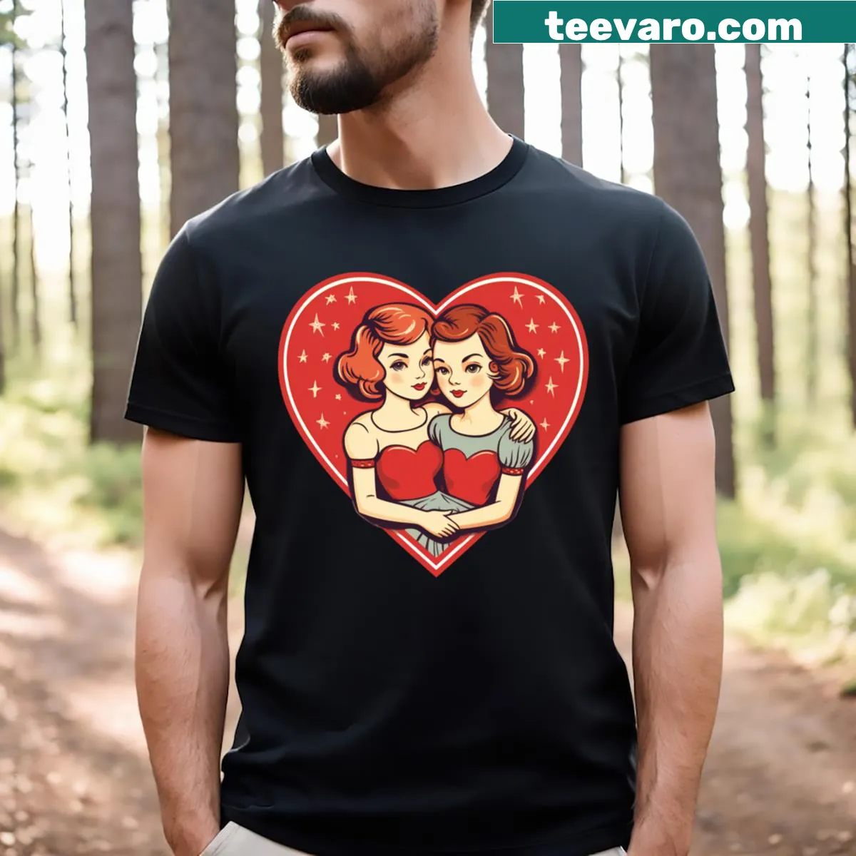 Heartwarming sisterly love graphic on T-shirt — on a men's t-shirt