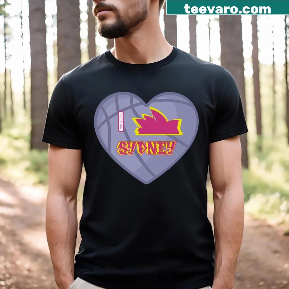 Funny Sydney basketball T-shirt with humorous design — on a men's t-shirt