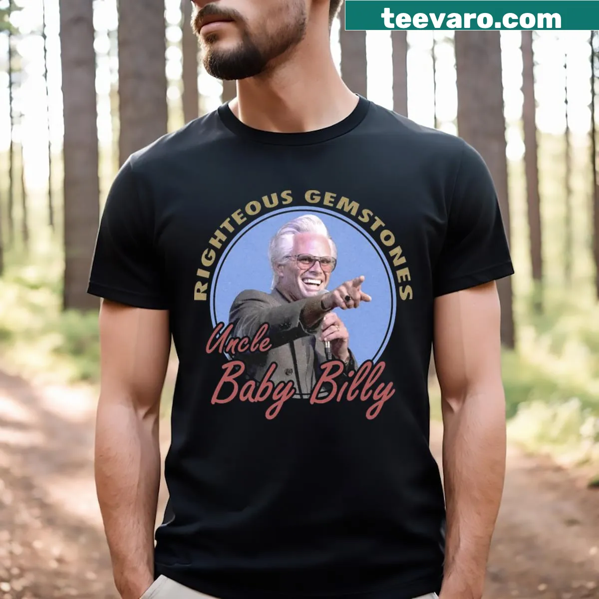 Vintage t-shirt featuring Uncle Baby Billy fanart from Righteous Gemstones — on a men's t-shirt
